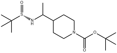 1-Piperidinecarboxylic acid, 4-[1-[[(S)-(1,1-dimethylethyl)sulfinyl]amino]ethyl]-, 1,1-dimethylethyl ester Structure