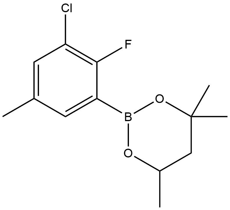 2-(3-Chloro-2-fluoro-5-methylphenyl)-4,4,6-trimethyl-1,3,2-dioxaborinane Structure