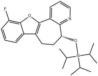 5H-Benzofuro[2',3':3,4]cyclohepta[1,2-b]pyridine, 11-fluoro-6,7-dihydro-5-[[tris(1-methylethyl)silyl]oxy]-, (5R)- Structure