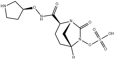 Sulfuric acid, mono[(1R,2S,5R)-7-oxo-2-[[[(3S)-3-pyrrolidinyloxy]amino]carbonyl]-1,6-diazabicyclo[3.2.1]oct-6-yl] ester 구조식 이미지