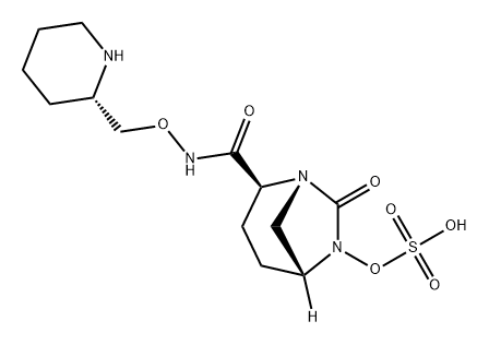 (2S,5R)-7-oxo-N-((2S)piperidin-2-ylmethyloxy)-6-(sulfooxy)-1,6-diazabicyclo[3.2.1]octane-2-carboxamide Structure