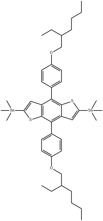 (4,8-bis(4-((2-ethylhexyl)oxy)phenyl)benzo[1,2-b:4,5-b']dithiophene-2,6-diyl)bis(trimethylstannane) Structure