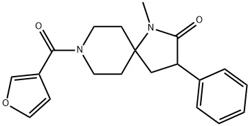 8-(Furan-3-carbonyl)-1-methyl-3-phenyl-1,8-diazaspiro[4.5]decan-2-one 구조식 이미지
