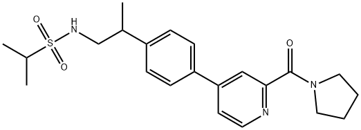 2-Propanesulfonamide, N-[2-[4-[2-(1-pyrrolidinylcarbonyl)-4-pyridinyl]phenyl]propyl]- Structure