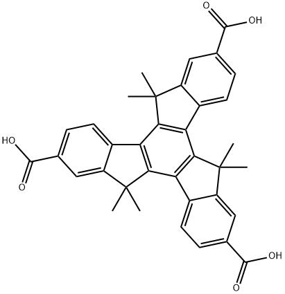 5H-Tribenzo[a,f,k]trindene-2,7,12-tricarboxylic acid, 10,15-dihydro-5,5,10,10,15,15-hexamethyl- 구조식 이미지