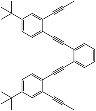 Benzene, 1,2-bis[2-[4-(1,1-dimethylethyl)-2-(1-propyn-1-yl)phenyl]ethynyl]- 구조식 이미지