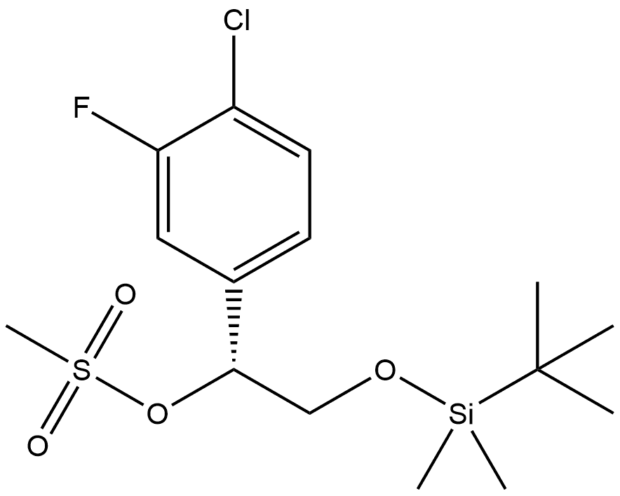 Benzenemethanol, 4-chloro-α-[[[(1,1-dimethylethyl)dimethylsilyl]oxy]methyl]-3-fluoro-, 1-methanesulfonate, (αR)- 구조식 이미지