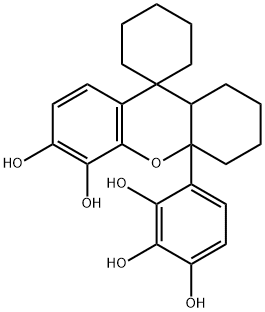 1,2,3-Benzenetriol, 4-(1',3',4',9'a-tetrahydro-5',6'-dihydroxyspiro[cyclohexane-1,9'-[9H]xanthen]-4'a(2'H)-yl)- Structure