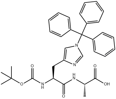 N-[(1,1-Dimethylethoxy)carbonyl]-1-(triphenylmethyl)-L-histidyl-L-alanine 구조식 이미지