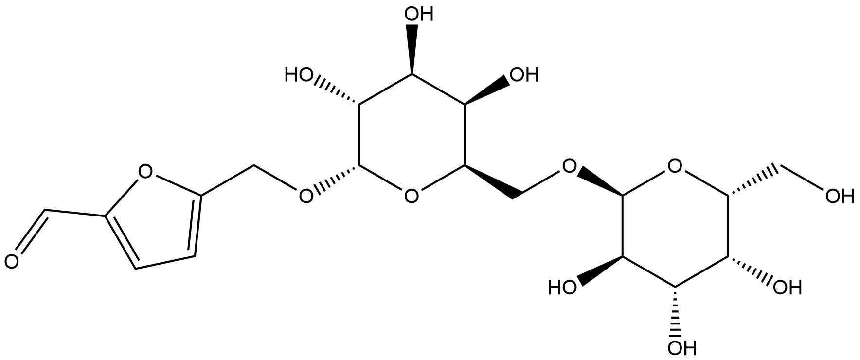 2-Furancarboxaldehyde, 5-[[(6-O-α-D-galactopyranosyl-α-D-galactopyranosyl)oxy]methyl]- Structure