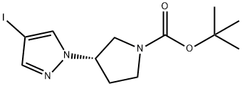 1-Pyrrolidinecarboxylic acid, 3-(4-iodo-1H-pyrazol-1-yl)-, 1,1-dimethylethyl ester, (3S)- Structure