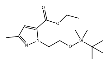 1H-Pyrazole-5-carboxylic acid, 1-[2-[[(1,1-dimethylethyl)dimethylsilyl]oxy]ethyl]-3-methyl-, ethyl ester 구조식 이미지