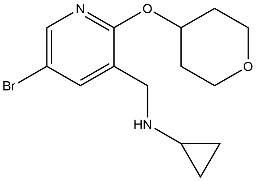 5-Bromo-N-cyclopropyl-2-[(tetrahydro-2H-pyran-4-yl)oxy]-3-pyridinemethanamine Structure