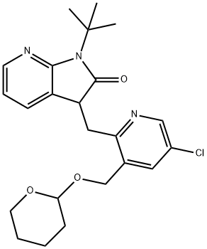 2H-Pyrrolo[2,3-b]pyridin-2-one, 3-[[5-chloro-3-[[(tetrahydro-2H-pyran-2-yl)oxy]methyl]-2-pyridinyl]methyl]-1-(1,1-dimethylethyl)-1,3-dihydro- Structure