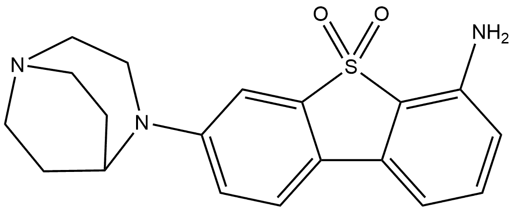 6-amino-3-(1,4-diazabicyclo[3.2.2]nonan-4-yl)dibenzo[b,d]thiophene 5,5-dioxide Structure