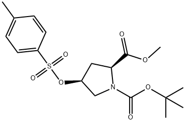 1,2-Pyrrolidinedicarboxylic acid, 4-[[(4-methylphenyl)sulfonyl]oxy]-, 1-(1,1-dimethylethyl) 2-methyl ester, (2S,4S)- Structure