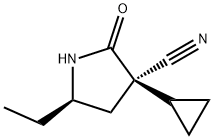 3-Pyrrolidinecarbonitrile, 3-cyclopropyl-5-ethyl-2-oxo-, (3R,5R)- 구조식 이미지