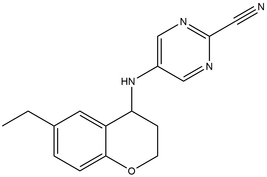 5-[(6-Ethyl-3,4-dihydro-2H-1-benzopyran-4-yl)amino]-2-pyrimidinecarbonitrile Structure