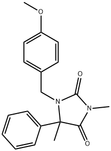 2,4-Imidazolidinedione, 1-[(4-methoxyphenyl)methyl]-3,5-dimethyl-5-phenyl- 구조식 이미지