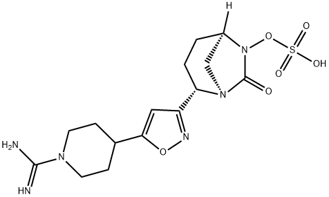 (1R,2S,5R)-2-[5-[1-(Aminoiminomethyl)-4-piperidinyl]-3-isoxazolyl]-7-oxo-1,6-diazabicyclo[3.2.1]oct-6-yl hydrogen sulfate Structure