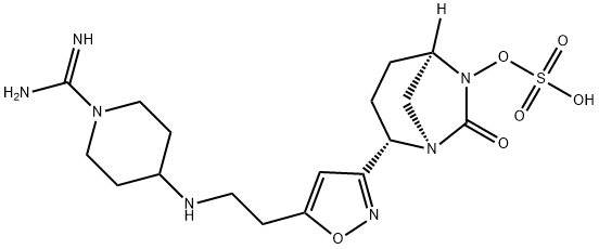 (1R,2S,5R)-2-[5-[2-[[1-(Aminoiminomethyl)-4-piperidinyl]amino]ethyl]-3-isoxazolyl]-7-oxo-1,6-diazabicyclo[3.2.1]oct-6-yl hydrogen sulfate Structure