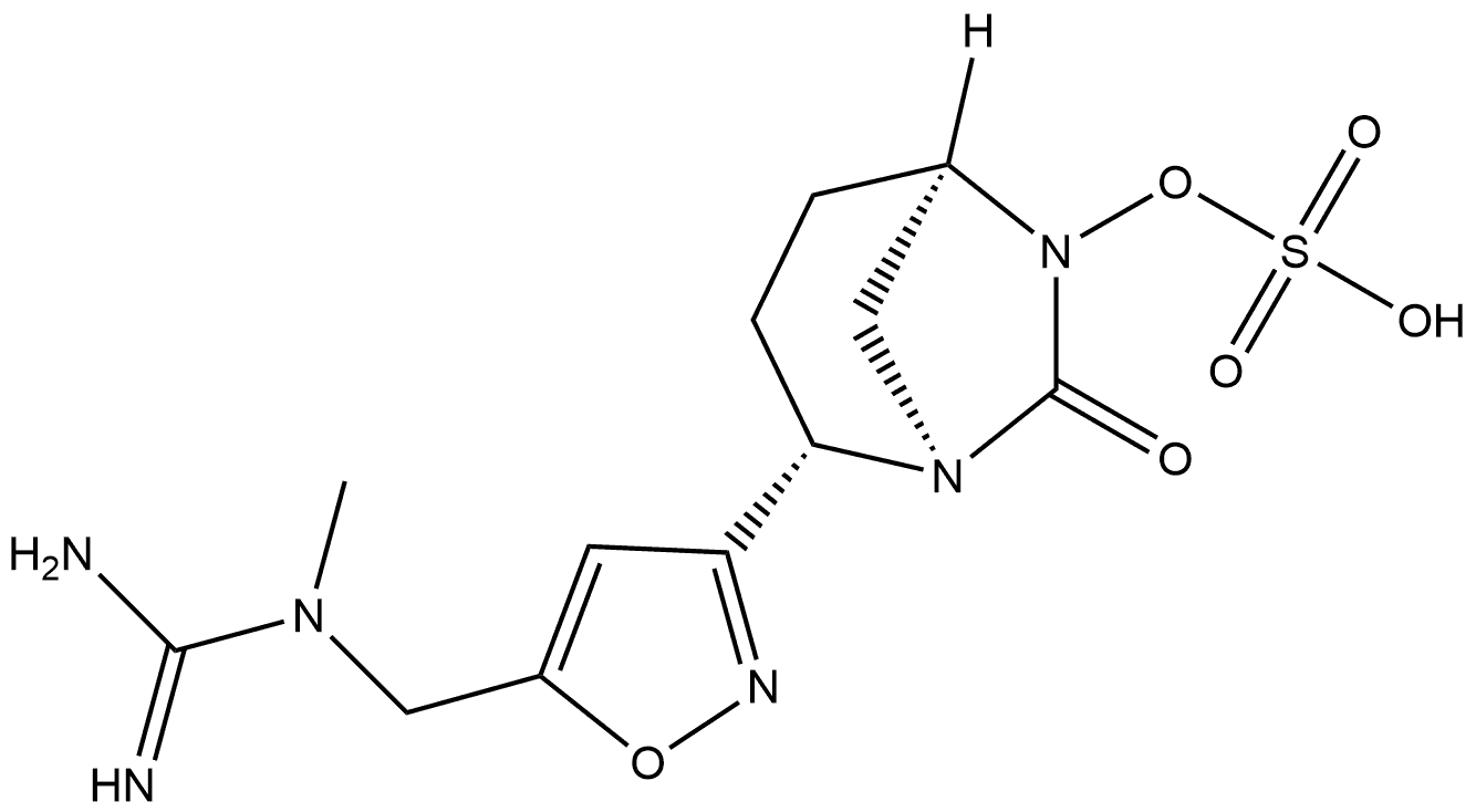 (1R,2S,5R)-2-[5-[[(Aminoiminomethyl)methylamino]methyl]-3-isoxazolyl]-7-oxo-1,6-diazabicyclo[3.2.1]oct-6-yl hydrogen sulfate Structure