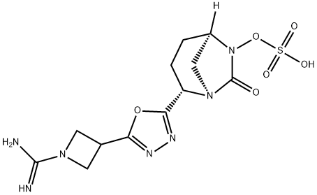 (1R,2S,5R)-2-[5-[1-(Aminoiminomethyl)-3-azetidinyl]-1,3,4-oxadiazol-2-yl]-7-oxo-1,6-diazabicyclo[3.2.1]oct-6-yl hydrogen sulfate Structure