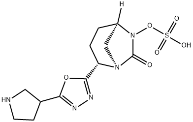 (1R,2S,5R)-7-Oxo-2-[5-(3-pyrrolidinyl)-1,3,4-oxadiazol-2-yl]-1,6-diazabicyclo[3.2.1]oct-6-ylhydrogen sulfate Structure