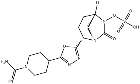 (1R,2S,5R)-2-[5-[1-(Aminoiminomethyl)-4-piperidinyl]-1,3,4-oxadiazol-2-yl]-7-oxo-1,6-diazabicyclo[3.2.1]oct-6-yl hydrogen sulfate Structure