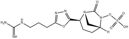 (1R,2S,5R)-2-[5-[3-[(Aminoiminomethyl)amino]propyl]-1,3,4-oxadiazol-2-yl]-7-oxo-1,6-diazabicyclo[3.2.1]oct-6-yl hydrogen sulfate Structure