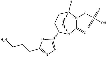 (1R,2S,5R)-2-[5-(3-Aminopropyl)-1,3,4-oxadiazol-2-yl]-7-oxo-1,6-diazabicyclo[3.2.1]oct-6-yl hydrogen sulfate Structure