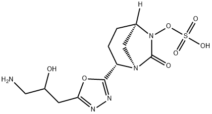 (1R,2S,5R)-2-[5-(3-Amino-2-hydroxypropyl)-1,3,4-oxadiazol-2-yl]-7-oxo-1,6-diazabicyclo[3.2.1]oct-6-yl hydrogen sulfate Structure