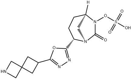 (1R,2S,5R)-2-[5-(2-Azaspiro[3.3]hept-6-yl)-1,3,4-oxadiazol-2-yl]-7-oxo-1,6-diazabicyclo[3.2.1]oct-6-yl hydrogen sulfate Structure