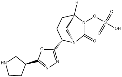 (1R,2S,5R)-7-Oxo-2-[5-(3S)-3-pyrrolidinyl-1,3,4-oxadiazol-2-yl]-1,6-diazabicyclo[3.2.1]oct-6-ylhydrogen sulfate Structure