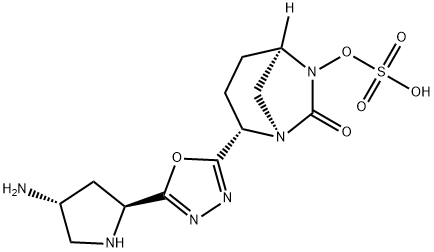 (1R,2S,5R)-2-[5-[(2S,4R)-4-Amino-2-pyrrolidinyl]-1,3,4-oxadiazol-2-yl]-7-oxo-1,6-diazabicyclo[3.2.1]oct-6-yl hydrogen sulfate Structure