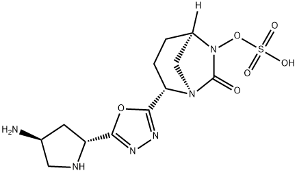 (1R,2S,5R)-2-[5-[(2R,4S)-4-Amino-2-pyrrolidinyl]-1,3,4-oxadiazol-2-yl]-7-oxo-1,6-diazabicyclo[3.2.1]oct-6-yl hydrogen sulfate Structure