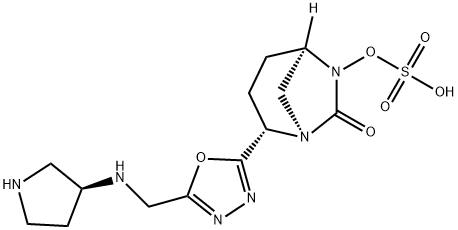 (1R,2S,5R)-7-Oxo-2-[5-[[(3S)-3-pyrrolidinylamino]methyl]-1,3,4-oxadiazol-2-yl]-1,6-diazabicyclo[3.2.1]oct-6-yl hydrogen sulfate Structure