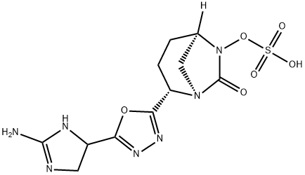 (1R,2S,5R)-2-[5-(2-Amino-4,5-dihydro-1Himidazol-5-yl)-1,3,4-oxadiazol-2-yl]-7-oxo-1,6-diazabicyclo[3.2.1]oct-6-yl hydrogen sulfate Structure