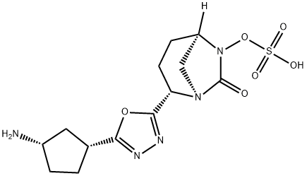 (1R,2S,5R)-2-[5-[(1R,3S)-3-Aminocyclopentyl]-1,3,4-oxadiazol-2-yl]-7-oxo-1,6-diazabicyclo[3.2.1]oct-6-yl hydrogen sulfate Structure