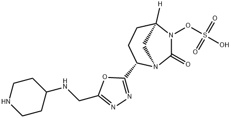 (1R,2S,5R)-7-Oxo-2-[5-[(4-piperidinylamino)methyl]-1,3,4-oxadiazol-2-yl]-1,6-diazabicyclo[3.2.1]oct-6-yl hydrogen sulfate Structure