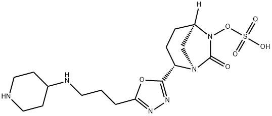 (1R,2S,5R)-7-Oxo-2-[5-[3-(4-piperidinylamino)propyl]-1,3,4-oxadiazol-2-yl]-1,6-diazabicyclo[3.2.1]oct-6-yl hydrogen sulfate Structure