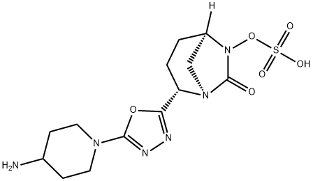 (1R,2S,5R)-2-[5-(4-Amino-1-piperidinyl)-1,3,4-oxadiazol-2-yl]-7-oxo-1,6-diazabicyclo[3.2.1]oct-6-yl hydrogen sulfate Structure