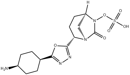 (1R,2S,5R)-2-[5-(cis-4-Aminocyclohexyl)-1,3,4-oxadiazol-2-yl]-7-oxo-1,6-diazabicyclo[3.2.1]oct-6-yl hydrogen sulfate Structure