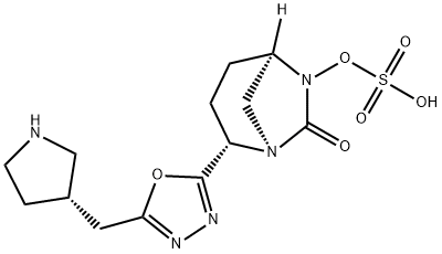 (1R,2S,5R)-7-Oxo-2-[5-[(3S)-3-pyrrolidinylmethyl]-1,3,4-oxadiazol-2-yl]-1,6-diazabicyclo[3.2.1]oct-6-yl hydrogen sulfate Structure