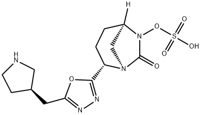 (1R,2S,5R)-7-Oxo-2-[5-[(3R)-3-pyrrolidinylmethyl]-1,3,4-oxadiazol-2-yl]-1,6-diazabicyclo[3.2.1]oct-6-yl hydrogen sulfate Structure