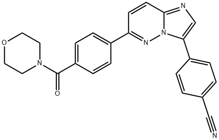 Benzonitrile, 4-[6-[4-(4-morpholinylcarbonyl)phenyl]imidazo[1,2-b]pyridazin-3-yl]- Structure
