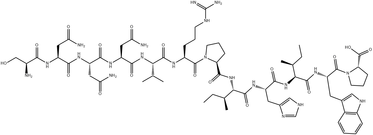 L-Proline, L-seryl-L-asparaginyl-L-asparaginyl-L-asparaginyl-L-valyl-L-arginyl-L-prolyl-L-isoleucyl-L-histidyl-L-isoleucyl-L-tryptophyl- Structure