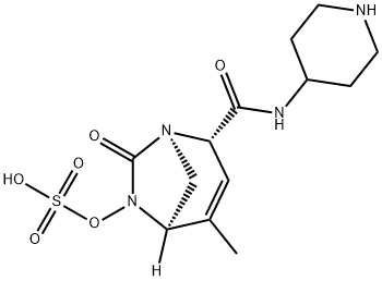 1,6-Diazabicyclo[3.2.1]oct-3-ene-2-carboxamide, 4-methyl-7-oxo-N-4-piperidinyl-6-(sulfooxy)-, (1R,2S,5R)- Structure