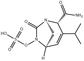 (1R,2S,5R)-2-(Aminocarbonyl)-3-(1-methyl
ethyl)-7-oxo-1,6-diazabicyclo[3.2.1]oct-3-en-6-
yl hydrogen sulfate Structure