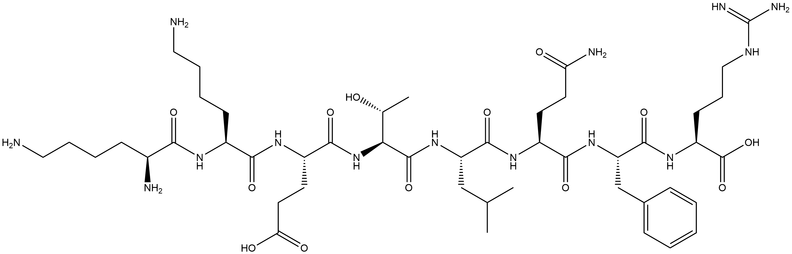 L-Arginine, L-lysyl-L-lysyl-L-α-glutamyl-L-threonyl-L-leucyl-L-glutaminyl-L-phenylalanyl- Structure